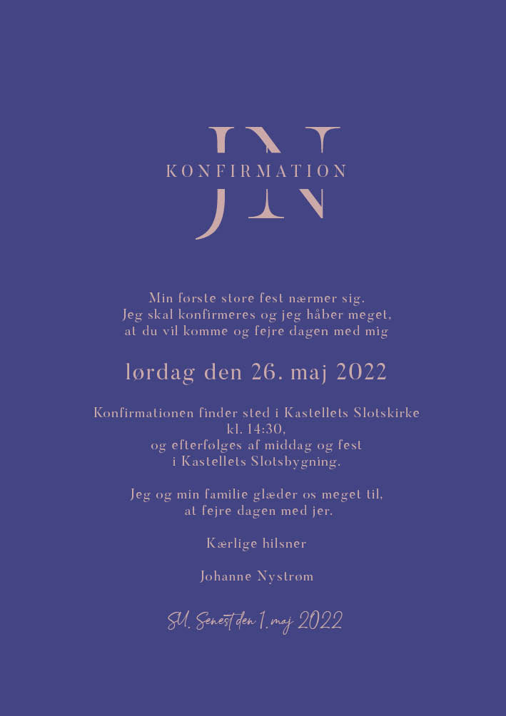 Invitationer - Johanne Nystrøm Konfirmation